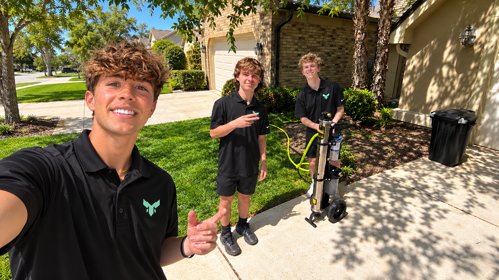 Three MOOSE Window Cleaning team members in uniform
